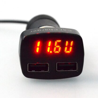 4v1 USB voltmeter teplomer, ampérmeter do auta 12-24V čierny