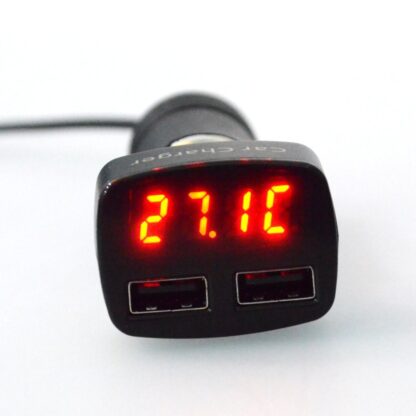 4v1 USB voltmeter teplomer, ampérmeter do auta 12-24V čierny - Image 5