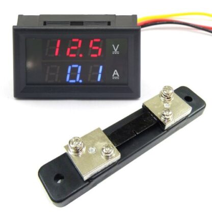 Nastaviteľný Voltmeter + Ampérmeter kombinovaný 4,5 V – 100 V  s 50A bočníkom