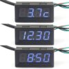 3v1 Digitálny voltmeter,teplomer a hodiny modré - Image 4