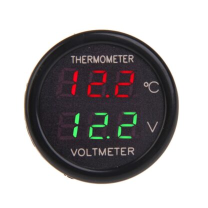 Voltmeter kombinovaný s teplomerom do autozapaľovača 12V/24V (zelený) - Image 3