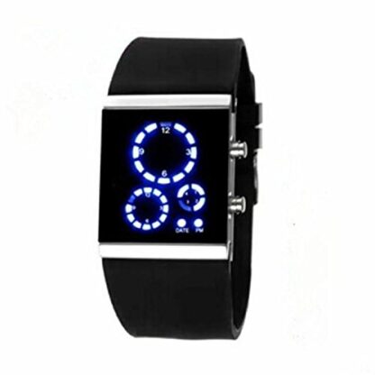 Round LED hodinky s modrým ukazateľom času