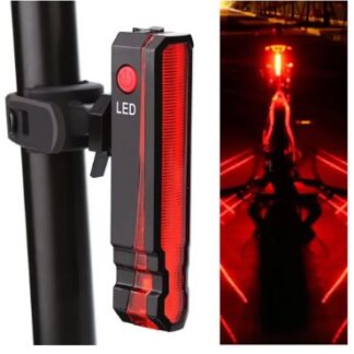 Zadné vodotesné LED svetlo s laserom s USB nabíjaním na sedlovku bicykla