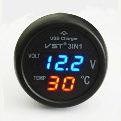 3V1 Voltmeter teplomer s USB ( modro - červený )