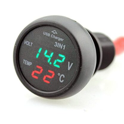 3V1 Voltmeter teplomer s USB ( zeleno – červený )