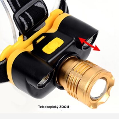 USB Čelovka Cree T6 Zoom li-ion + 2x COB - Image 3