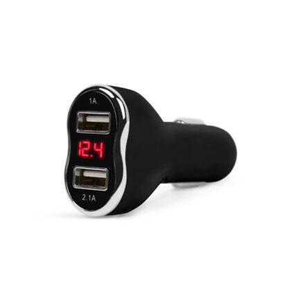 MNC dual-USB 12V/24V voltmeter do autozásuvky biela/čierna