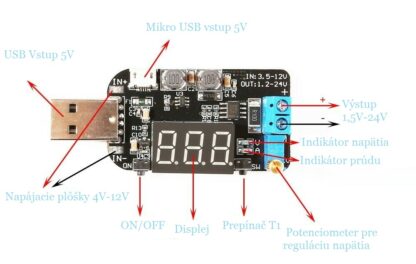 USB DC-DC menič napätia z 4-12V na 1,5V-24V zvyšenie/zníženie - Image 3