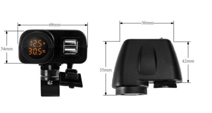 3v1 Voltmeter teplomer s USB na motocykel - Image 5