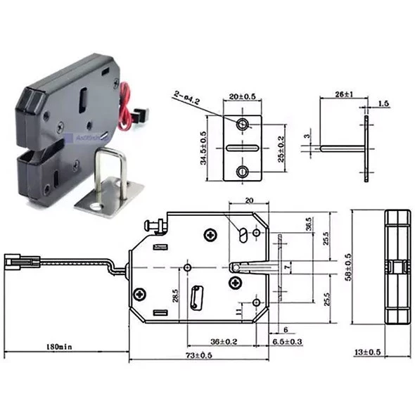 Elektrozámok XG-07C 12VDC 1,8A čierny – Obrázok 2
