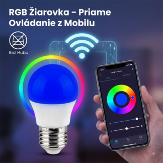 Wifi ovládaná Farebná žiarovka RGB+3v1 E27